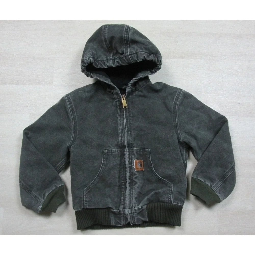 Carhartt Active Jacket Youth (S) Duck Canvas Workwear Quilted Liner YYJ130 MOS
